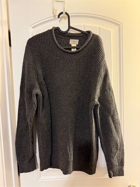L.L. Bean Men's Charcoal Waffle Crewneck Sweater